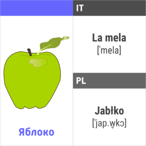 Лексические билингвальные карточки Индиго-полиглот Урок 1 итальянский и польский языки